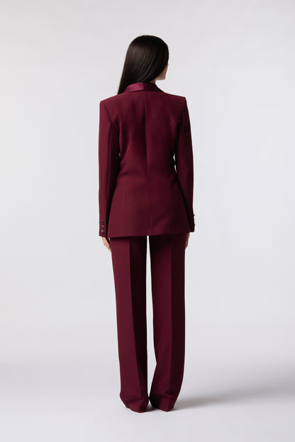 Tailleur Giacca monopetto rever raso e Pantalone palazzo – Tessuto Stretch