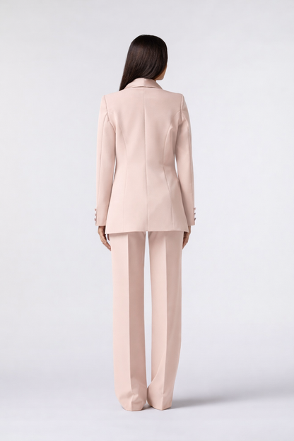 SS26 / Tailleur Giacca monopetto rever raso e Pantalone palazzo – Tessuto Stretch