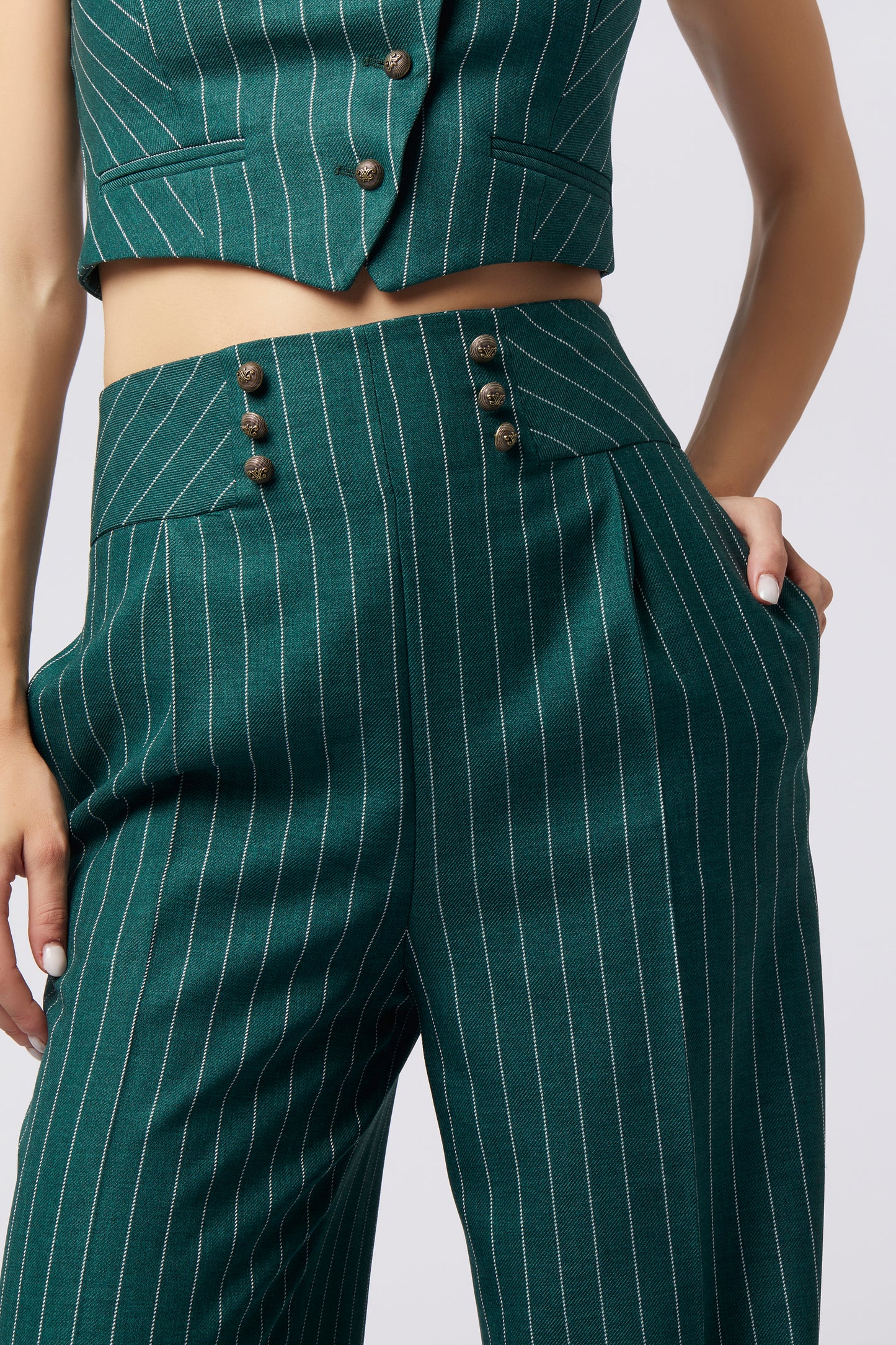 Tailleur trois pièces - Giacca doppiopetto, Pantalone palazzo e Gilet Gessato
