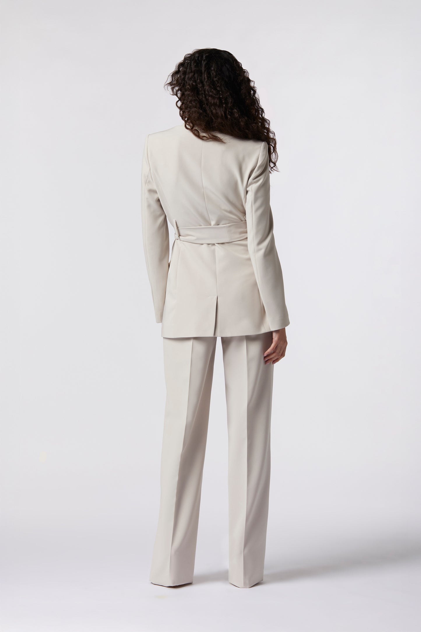 Tailleur Giacca con cintura e Pantalone palazzo – Tessuto Stretch
