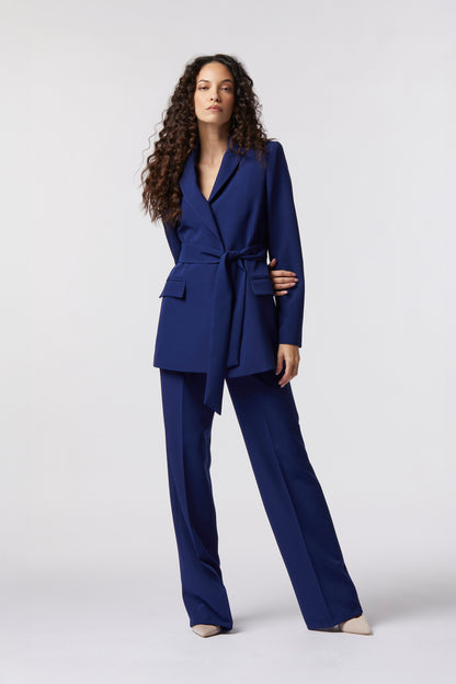 Tailleur Giacca con cintura e Pantalone palazzo – Tessuto Stretch