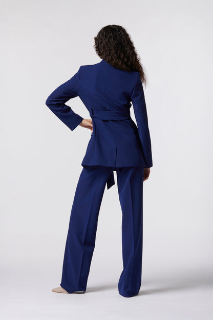 Tailleur Giacca con cintura e Pantalone palazzo – Tessuto Stretch