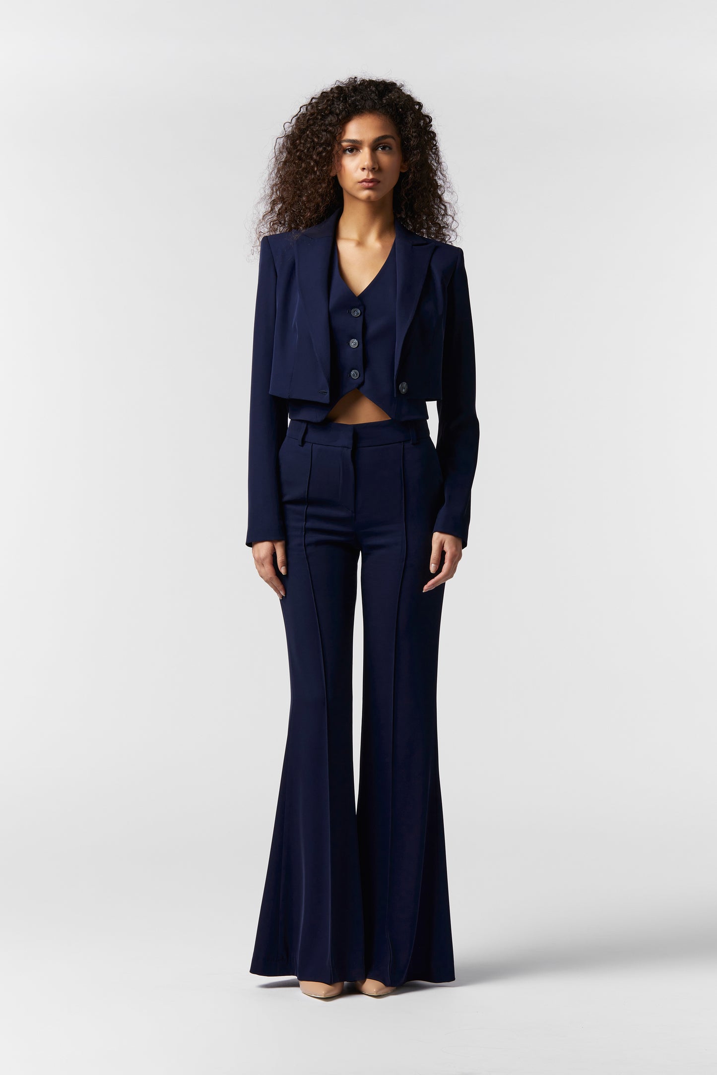 Coordinato Giacca corta, Gilet e Pantalone Zampa larga - Kady