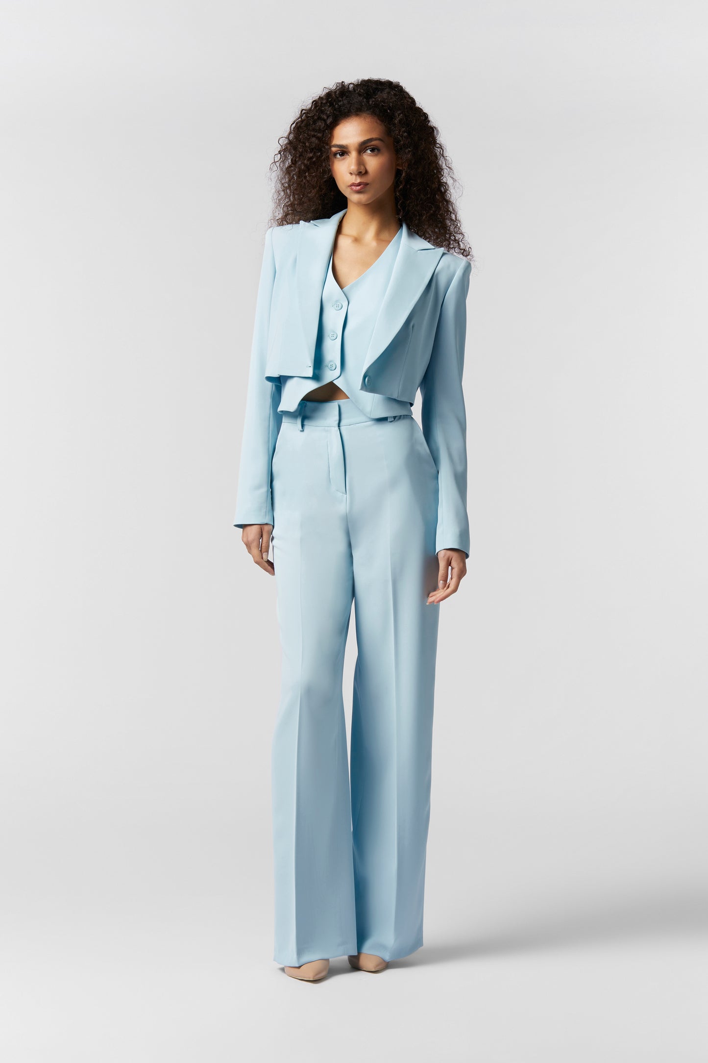 Coordinato Giacca Corta, Gilet e Pantalone Palazzo - kady