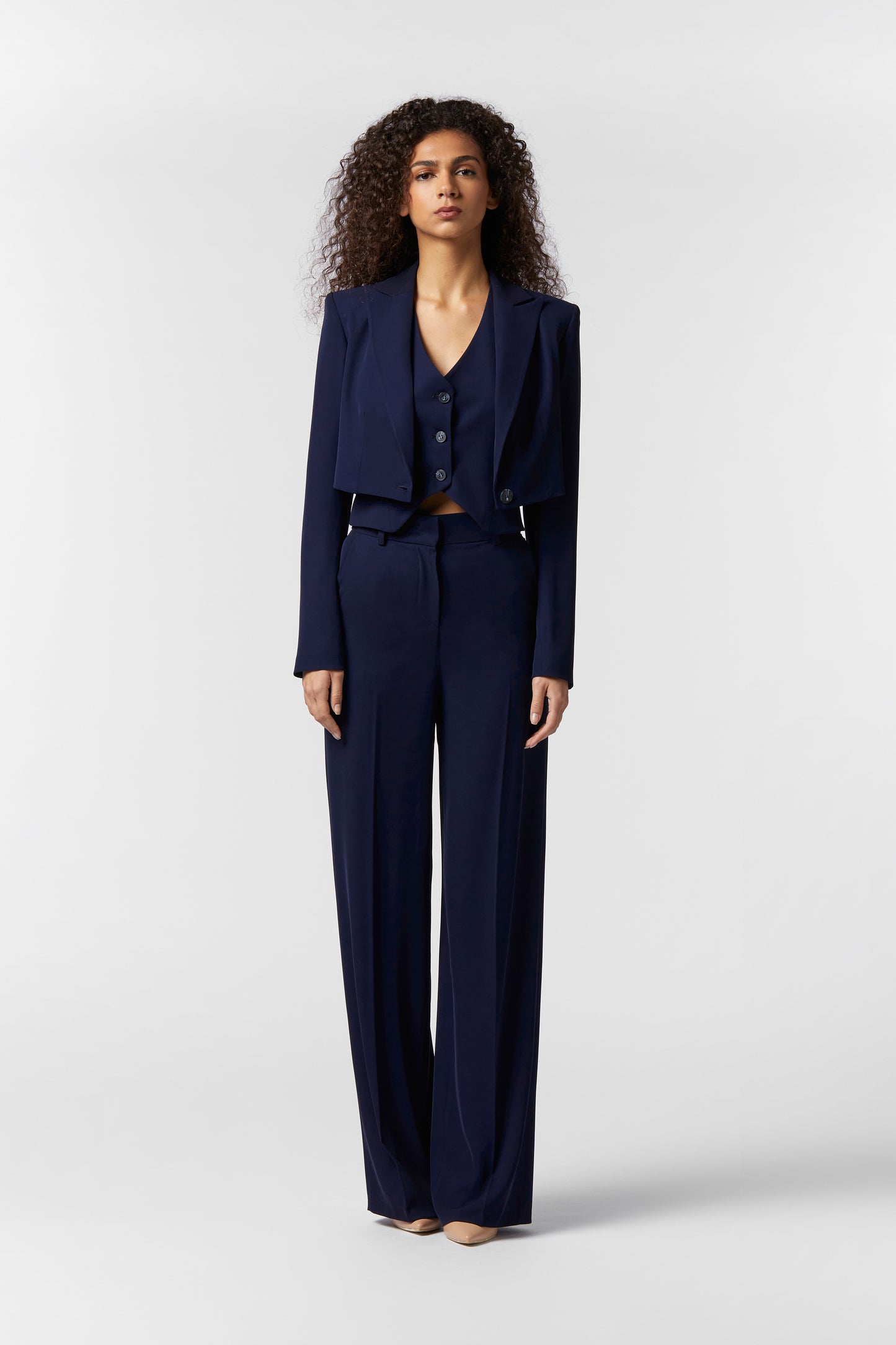 Coordinato Giacca Corta, Gilet e Pantalone Palazzo - kady