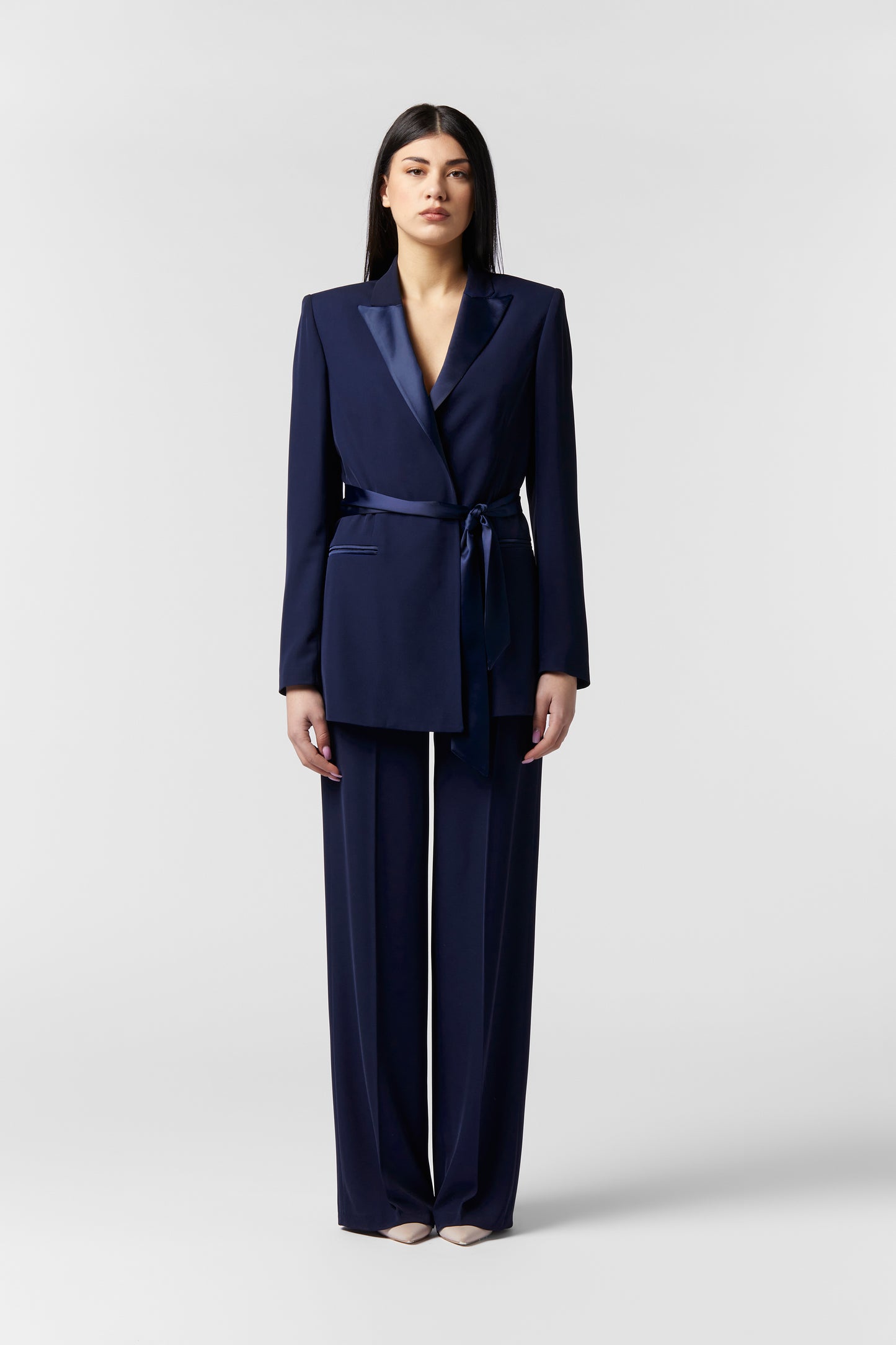 Tailleur Giacca con cintura in raso e Pantalone Palazzo - Kady