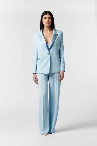 Tailleur Giacca monopetto rever raso e Pantalone palazzo – Kady