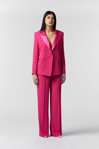 Tailleur Giacca monopetto rever raso e Pantalone palazzo – Kady