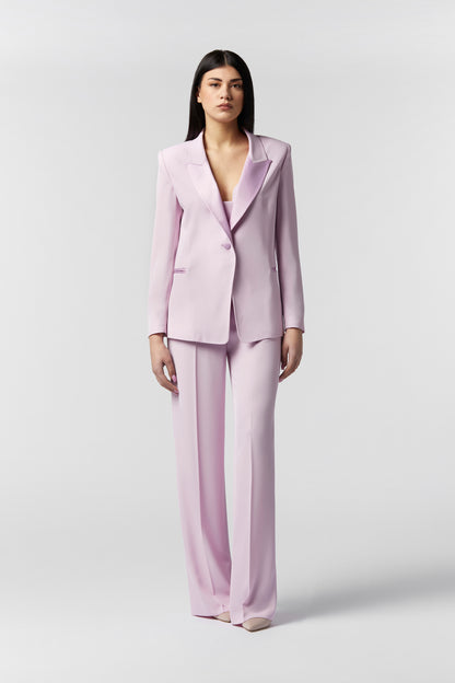 Tailleur Giacca monopetto rever raso e Pantalone palazzo – Kady