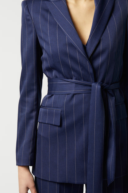 Tailleur Giacca con cintura e Pantalone palazzo – Gessato