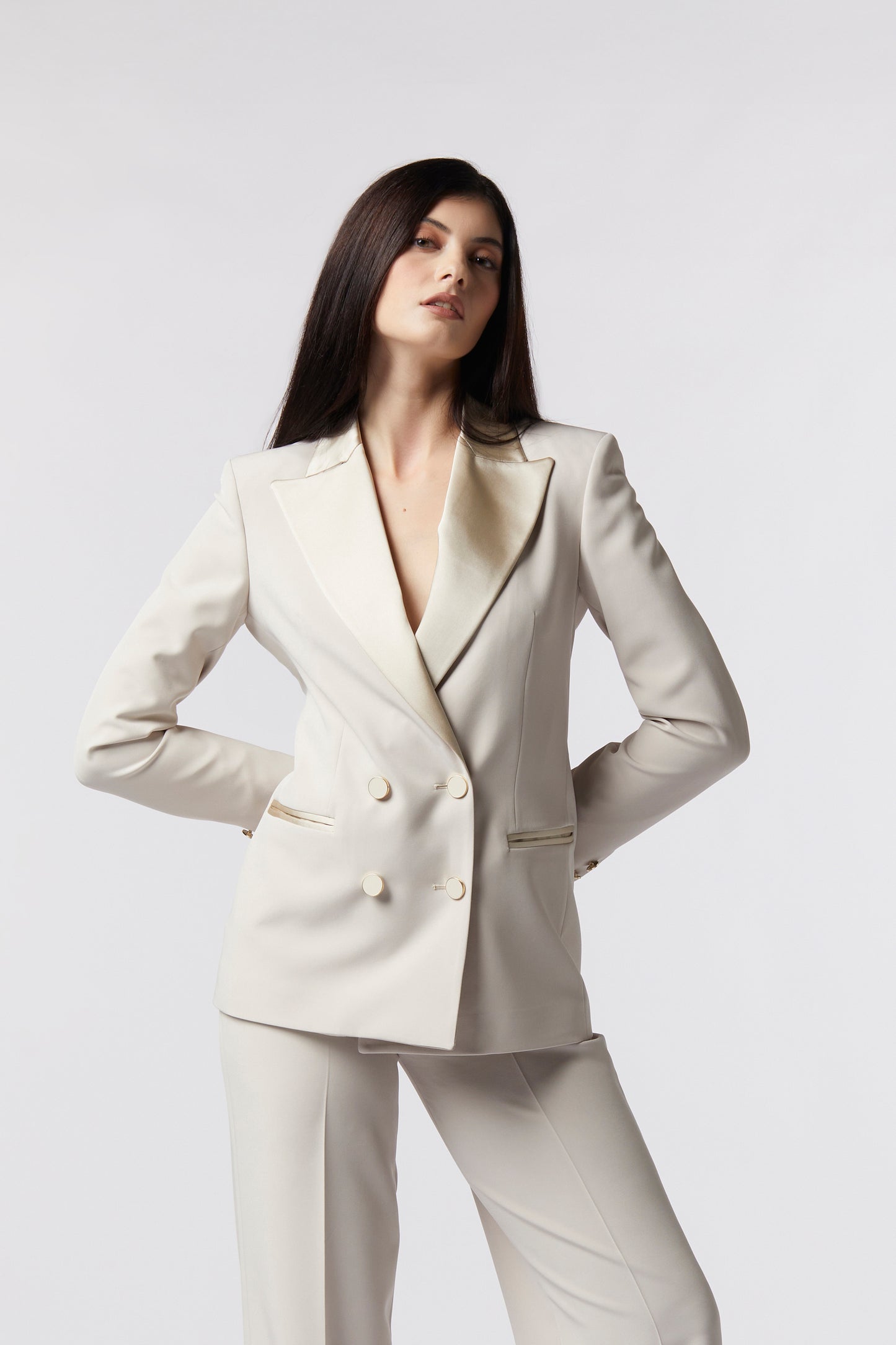 Giacca doppiopetto rever raso – Tessuto Stretch