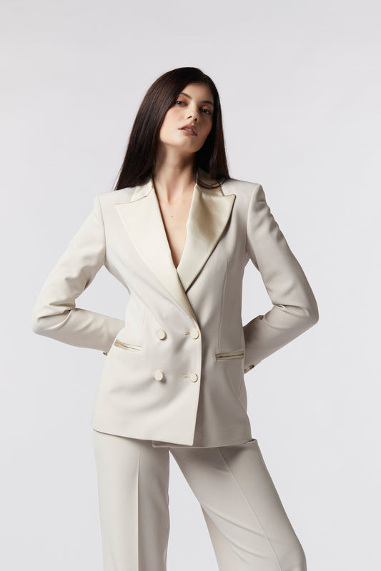 Giacca doppiopetto rever raso – Tessuto Stretch