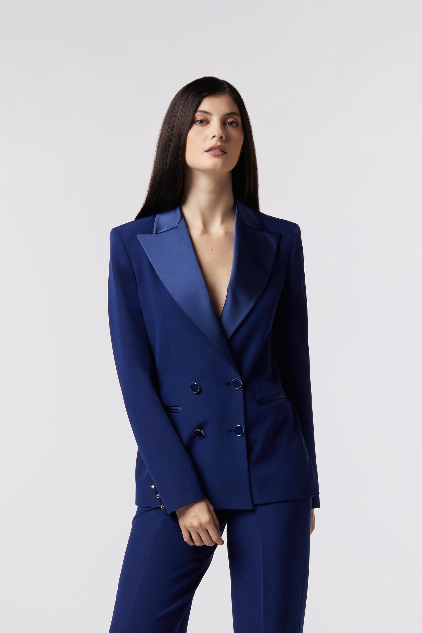 Giacca doppiopetto rever raso – Tessuto Stretch