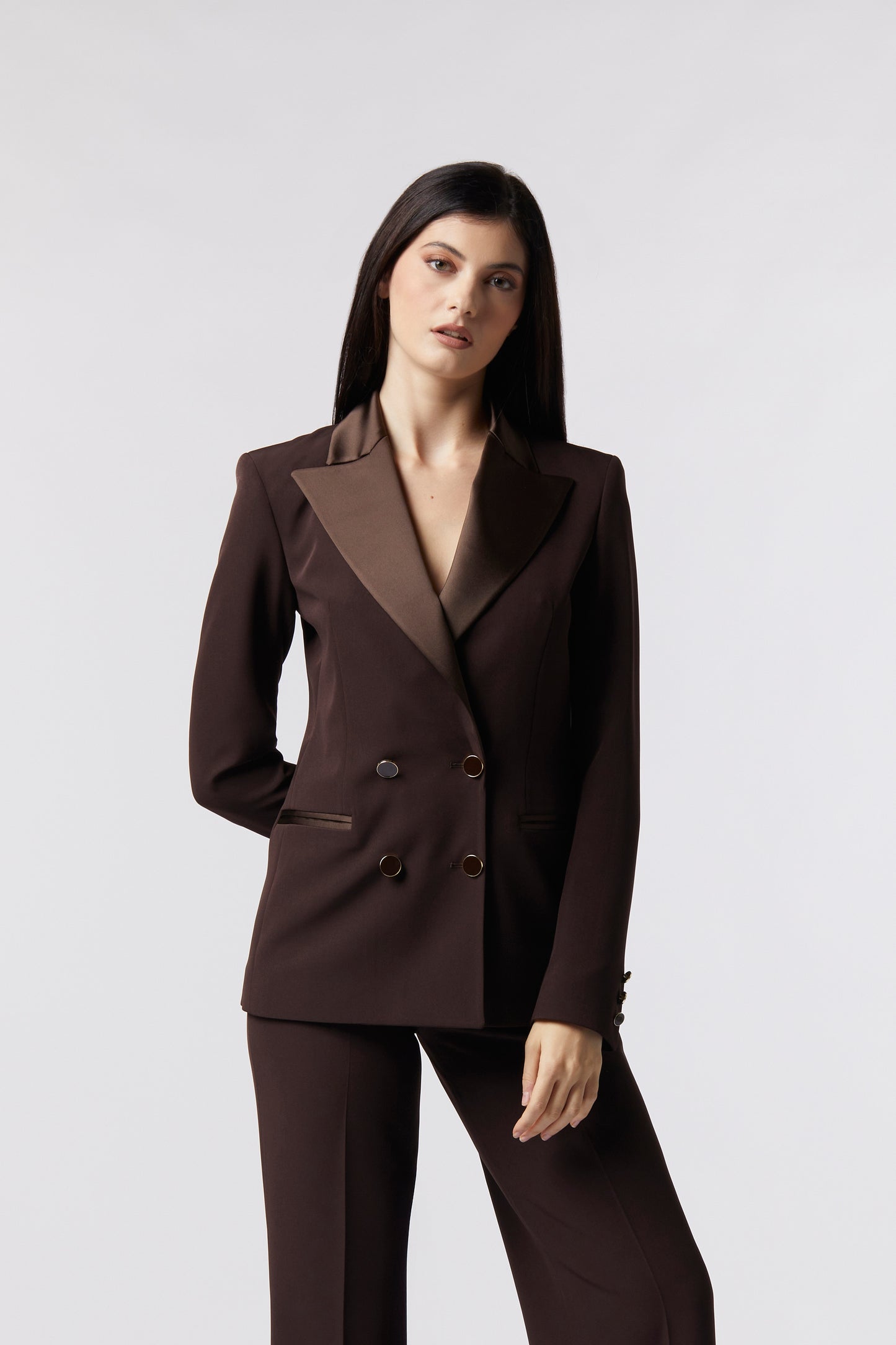 Giacca doppiopetto rever raso – Tessuto Stretch