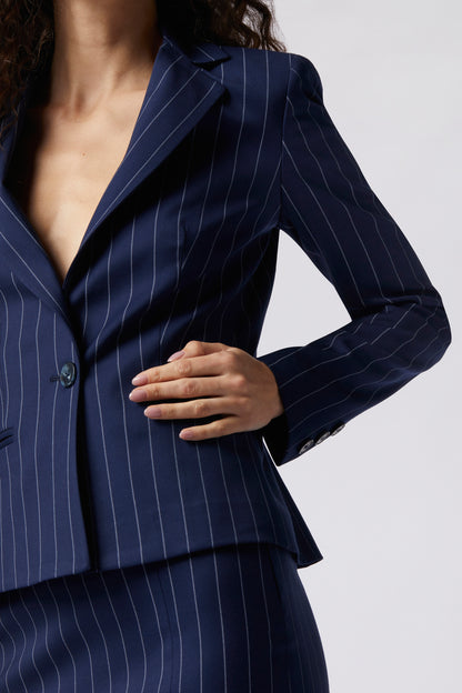 Tailleur Giacca monopetto e Gonna lunga – Gessato