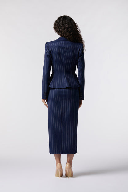 Tailleur Giacca monopetto e Gonna lunga – Gessato