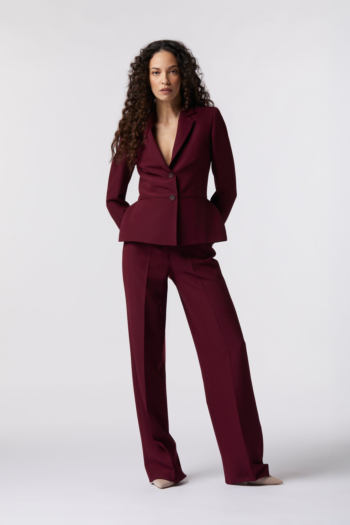 Tailleur Giacca monopetto e Pantalone palazzo – Tessuto Stretch