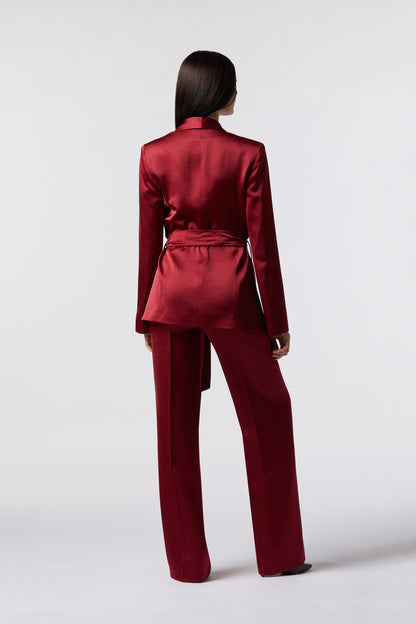 Tailleur Giacca con cintura e Pantalone palazzo – Tessuto Raso