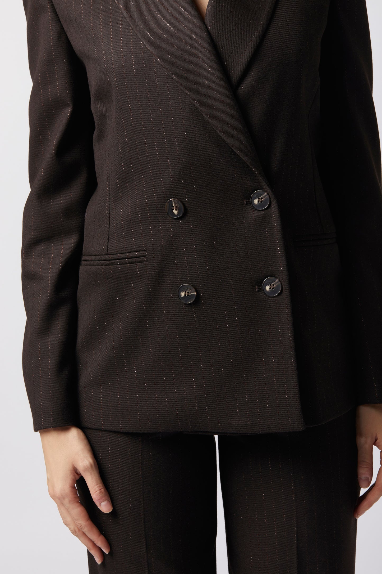 Tailleur Giacca doppiopetto e Pantalone palazzo – Gessato Lurex