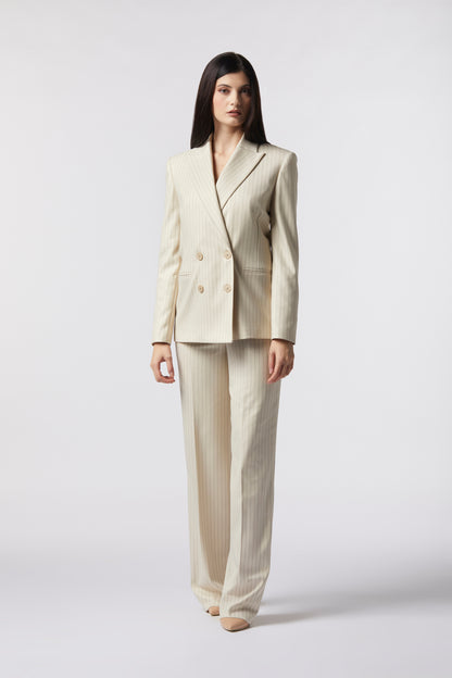 Tailleur Giacca doppiopetto e Pantalone palazzo – Gessato Lurex