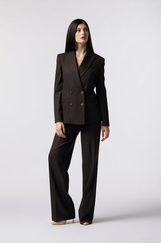 Tailleur Giacca doppiopetto e Pantalone palazzo – Gessato Lurex