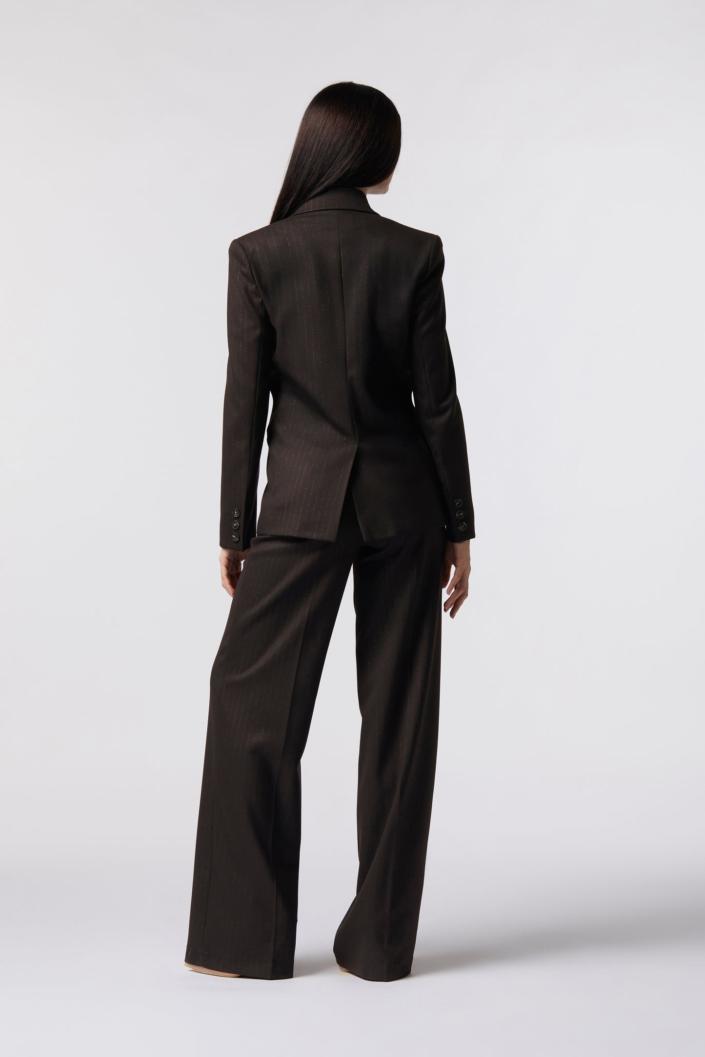 Tailleur Giacca doppiopetto e Pantalone palazzo – Gessato Lurex