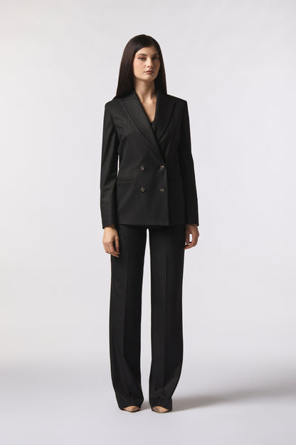 Tailleur Giacca doppiopetto e Pantalone palazzo – Gessato Lurex