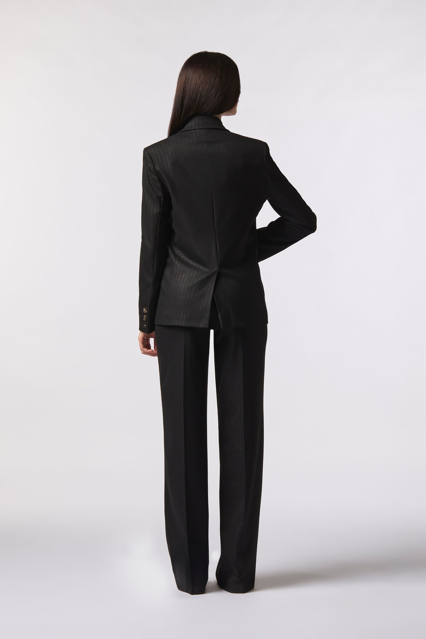 Tailleur Giacca doppiopetto e Pantalone palazzo – Gessato Lurex