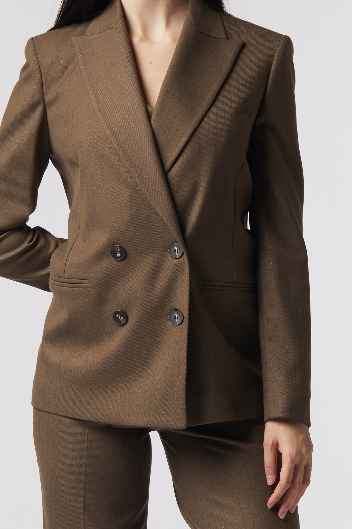 Tailleur Giacca doppiopetto e Pantalone palazzo – Gessato Lurex