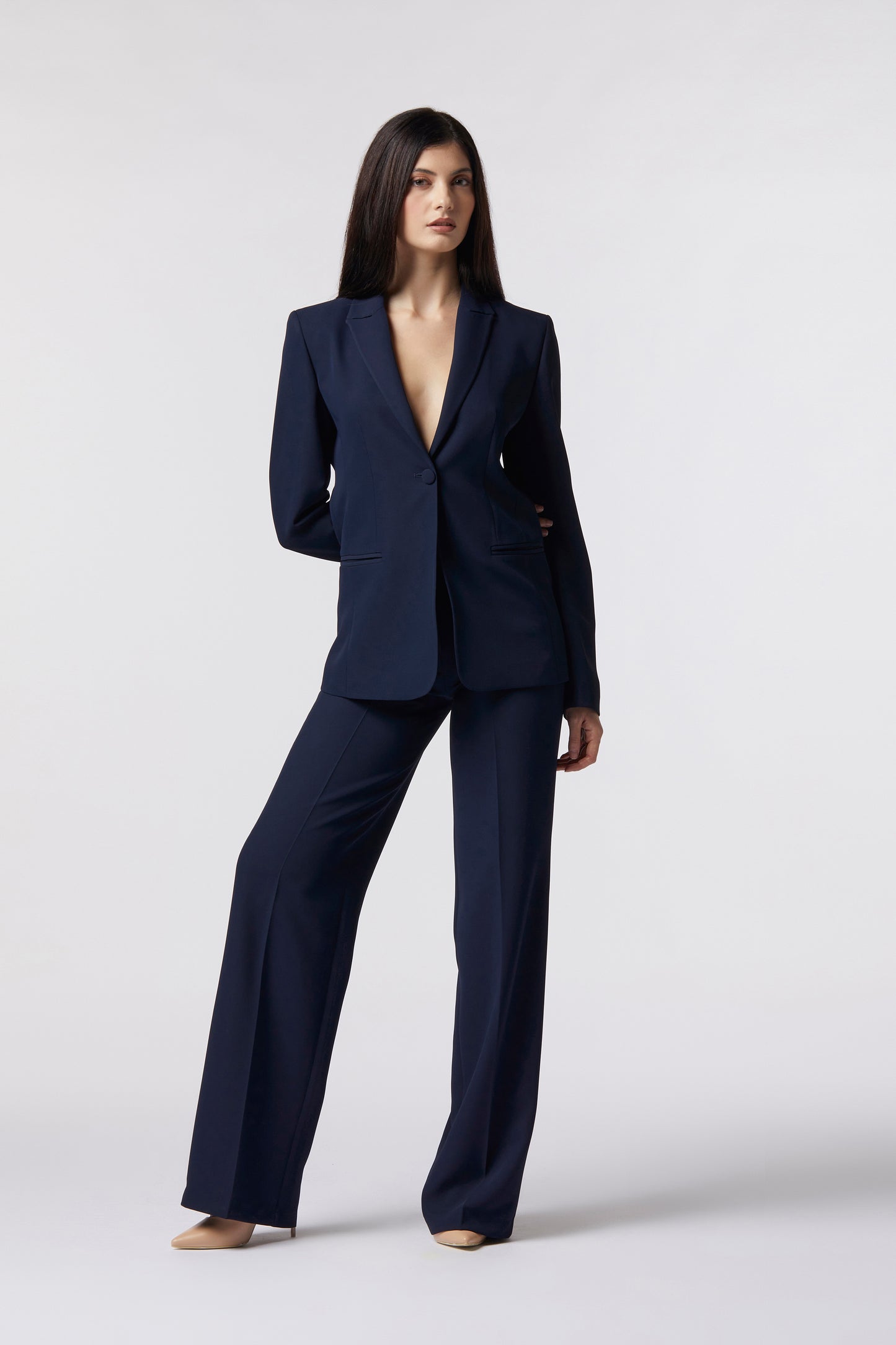 Tailleur Giacca monopetto e Pantalone palazzo – Tessuto Kady