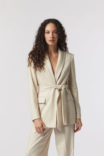 Giacca con cintura – Gessato Lurex