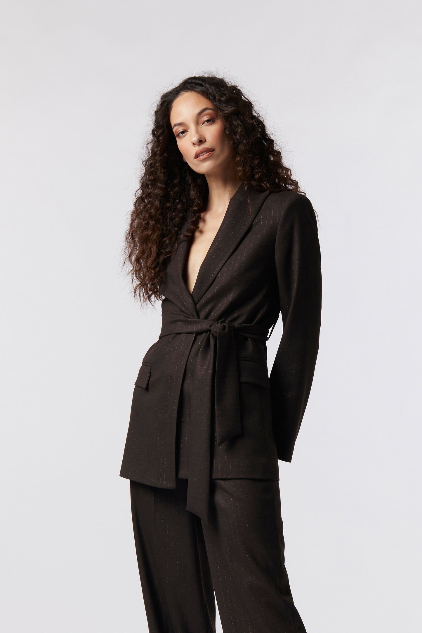 Giacca con cintura – Gessato Lurex