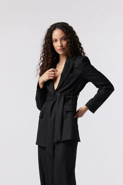 Giacca con cintura – Gessato Lurex