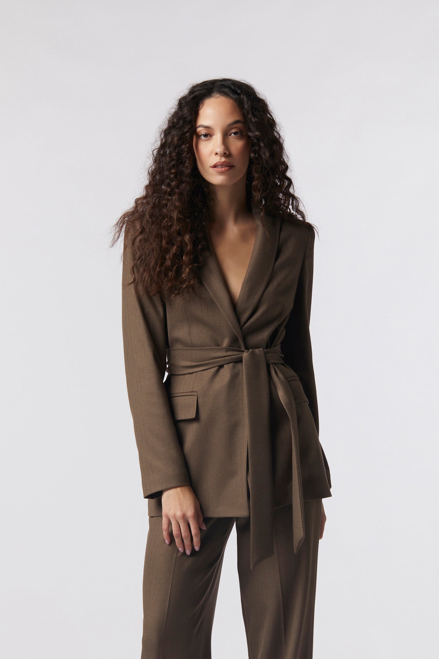 Giacca con cintura – Gessato Lurex