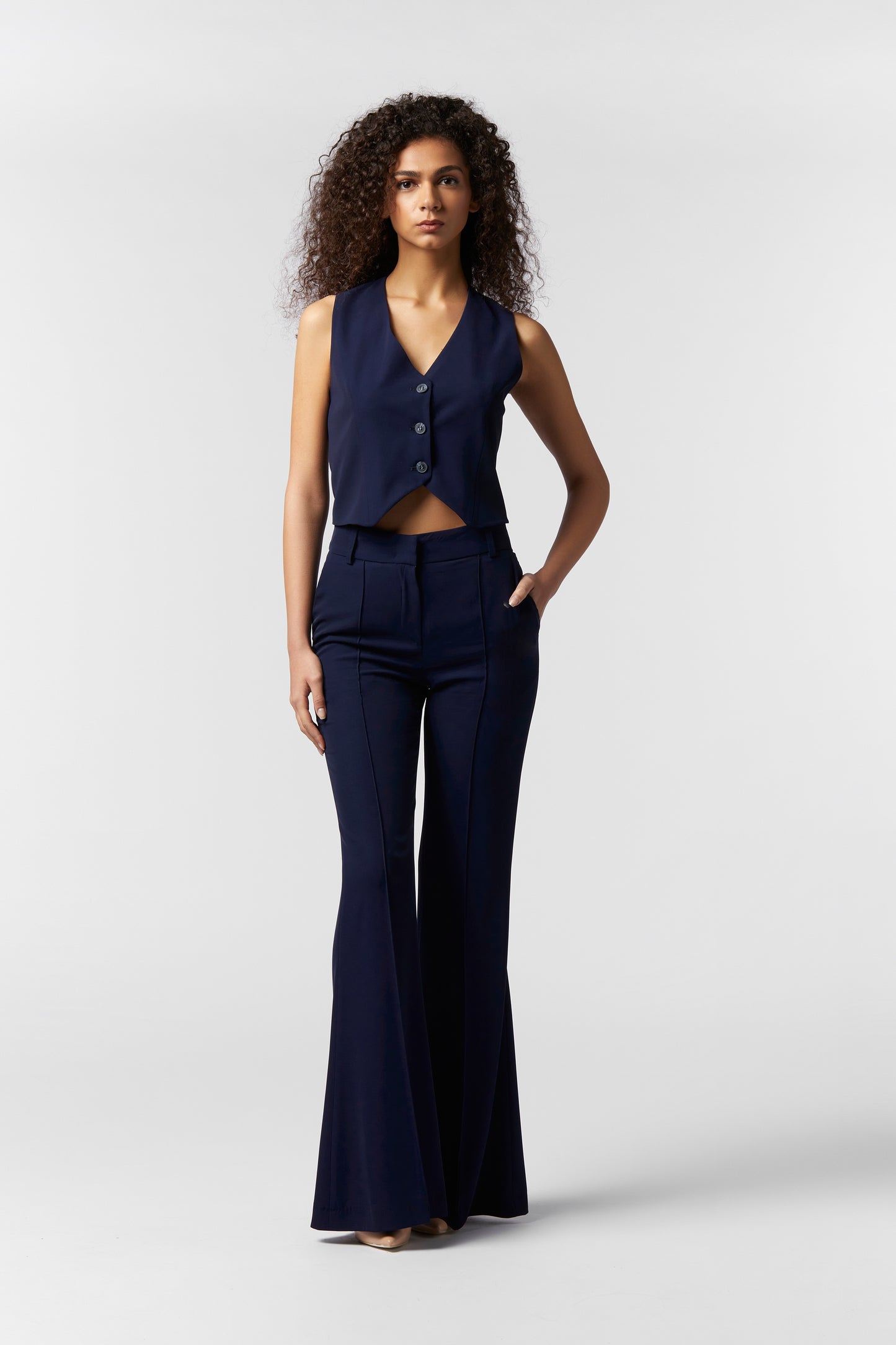Coordinato Giacca corta, Gilet e Pantalone Zampa larga - Kady