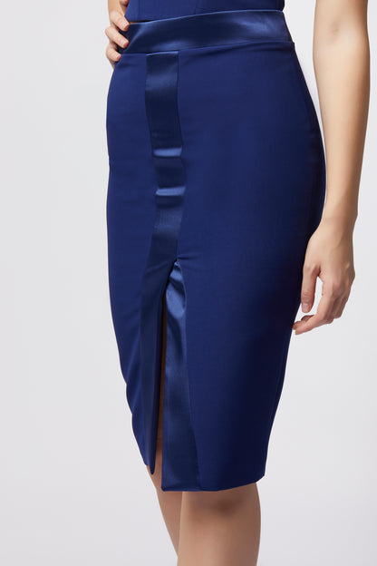 Tailleur Giacca doppiopetto rever raso e Gonna  – Tessuto Stretch