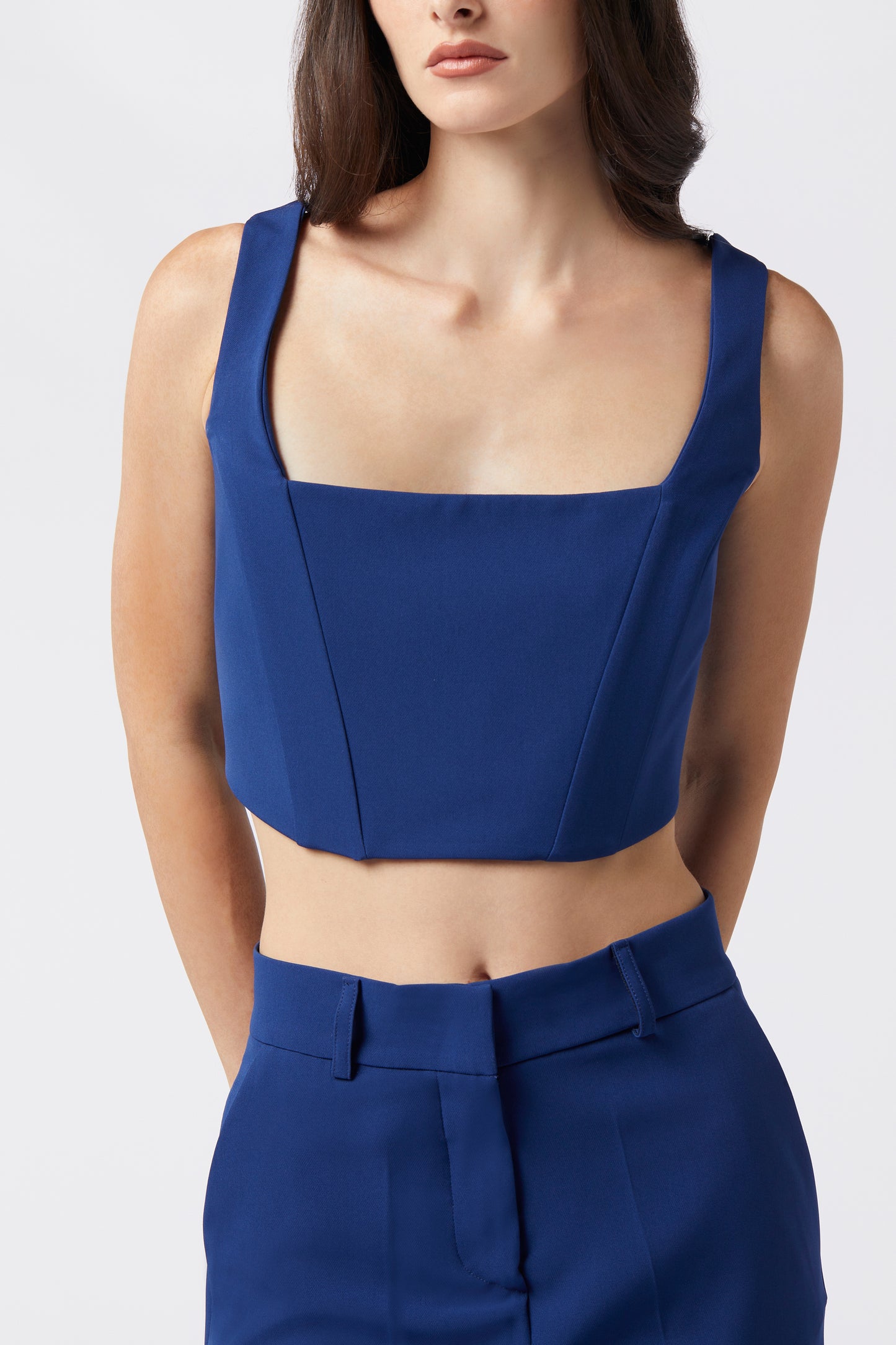 Tailleur trois pièces - Giacca rever raso, Pantalone zampa e Top bustier