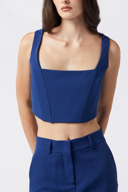 Tailleur trois pièces - Giacca rever raso, Pantalone zampa e Top bustier