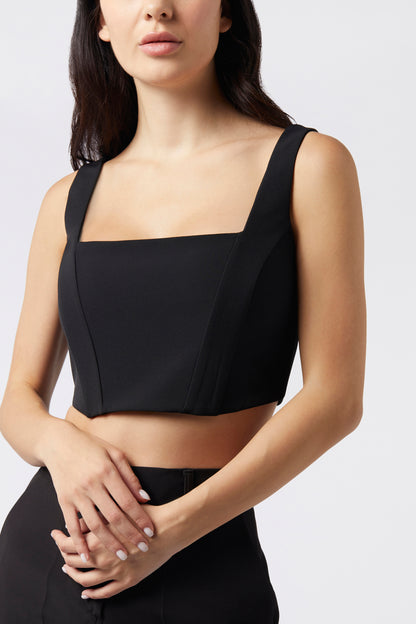 Tailleur trois pièces - Giacca rever raso, Pantalone zampa e Top bustier